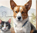 Puzzle : Peinture à l’huile chien et chat